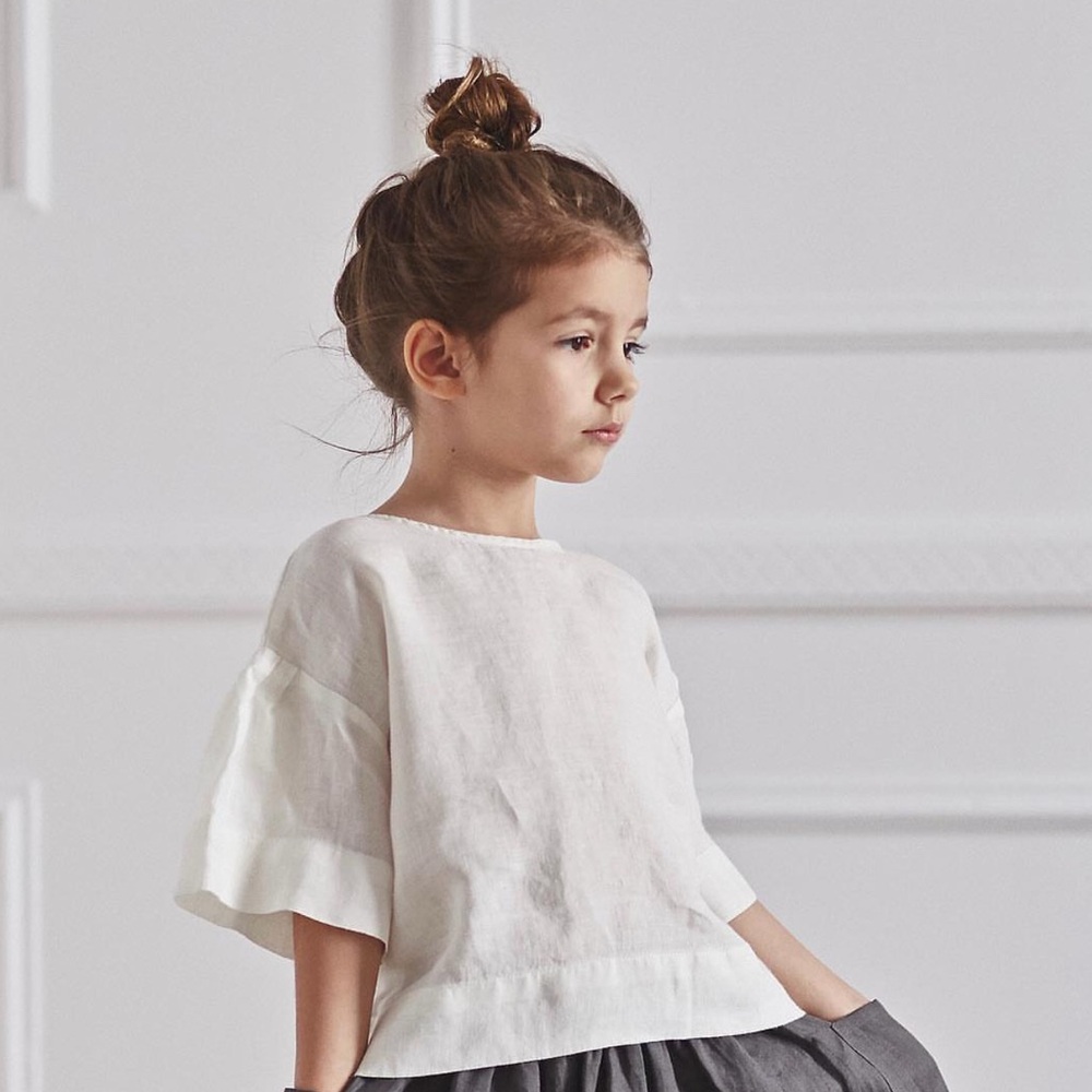 Nobonu White Reja Linen Blouse Size: 4/5